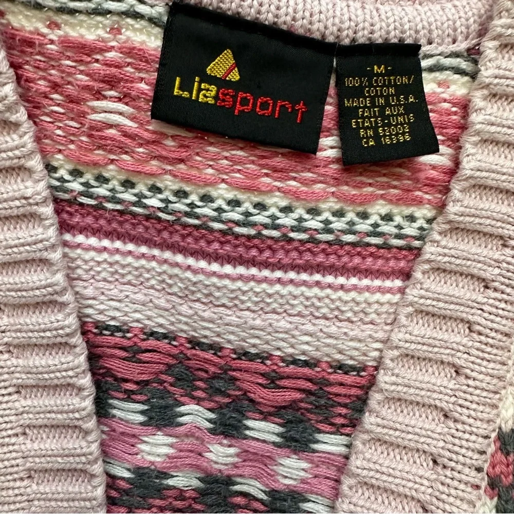 Vintage Liz Sport Cotton Button Up Sweater Vest 80s 90s - Picture 5 of 5